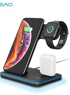 FDGAO 3 in 1 15W Qi Wireless Charger For iPhone 11 XS XR X