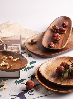Irregular Oval Wooden Plate Fruit Dishes Serving Table Plate