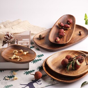 Irregular Oval Wooden Plate Fruit Dishes Serving Table Plate