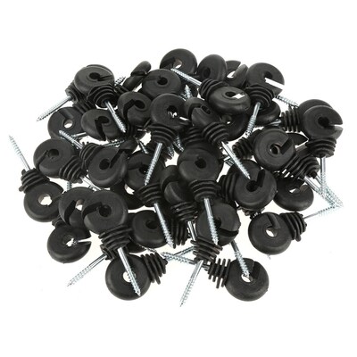 100pcs/lot Black Screw In Ring Insulators Wood Post Horse Ca