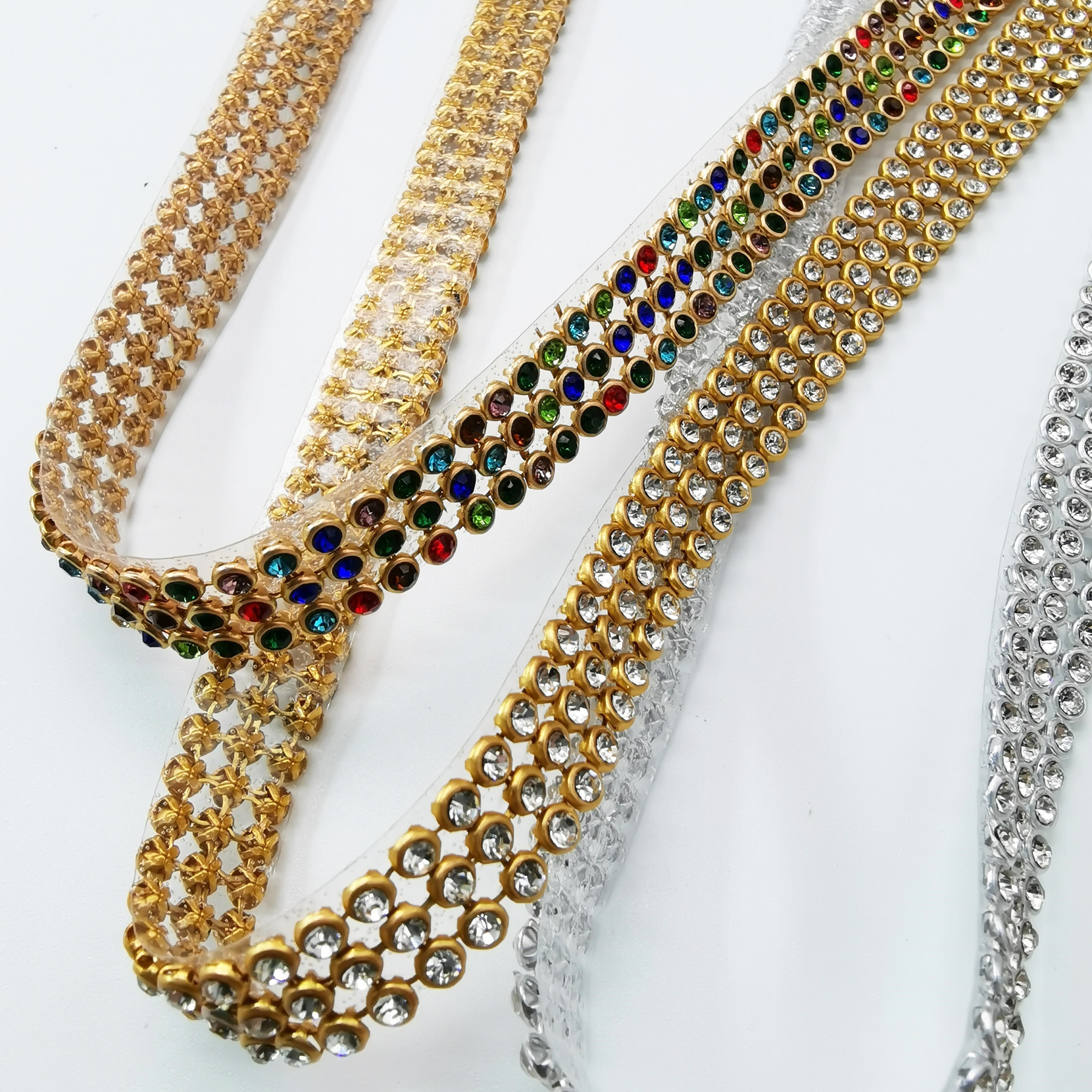 glass rhinestone silver aluminum rhinestone mesh trim hotfix