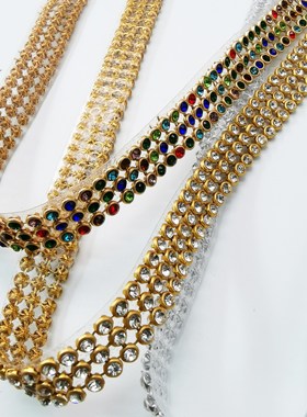 Glass Rhinestone+Silver Aluminum Rhinestone Mesh Trim HotFix