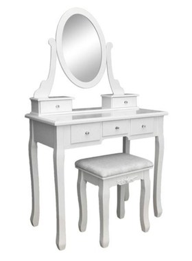 Dressing Table With Single Mirror 5 Drawers Can 360° Rotati