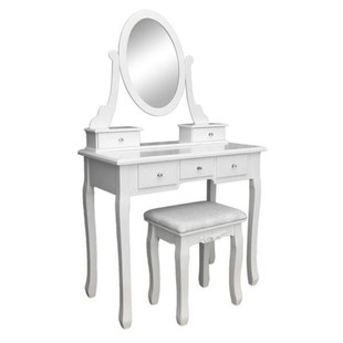 Dressing Table With Single Mirror 5 Drawers Can 360° Rotati