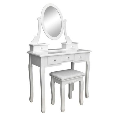 Dressing Table With Single Mirror 5 Drawers Can 360° Rotati