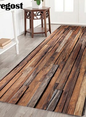 Thregost Wood Grain Print Bathroom Rugs Water Absorbent Mat