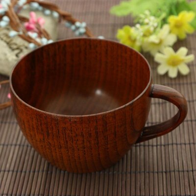 Natural Wooden Tea Cup with Handgrip Coffee Tea Milk Cup Ho