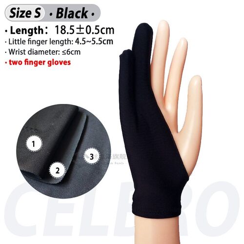 Two-fingers Artist Anti-touch Glove for Drawing Tablet Right