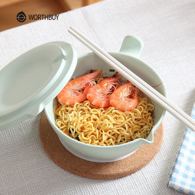Japanese Bamboo Instant Noodle Bowl With Lid Chopsticks Kitc