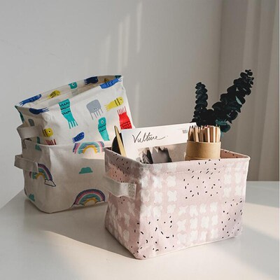 Fashion Modern Cotton Basket Organizer Linen Desktop Storag