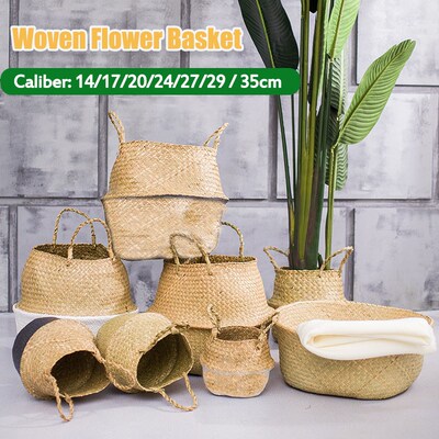 Seagrass Folding Handmade Storage Basket Home Decorative Ra