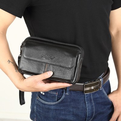 Men Clutch Bag 100% Leather Cowhide Large Capacity Soft Han