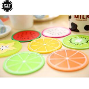7PCS  Cute Coaster Fruit Shape Silicone  Pad Slip Insulation
