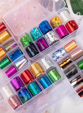 Colorful nail hologram manicure transfer film starlight AB