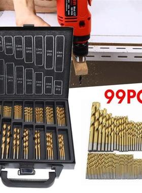 99PCS HSS Twist Drill Bit Set 1.5-10mm Titanium Coated Surfa