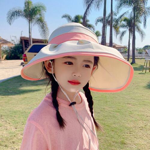 女童夏季防晒遮阳空顶大帽檐防