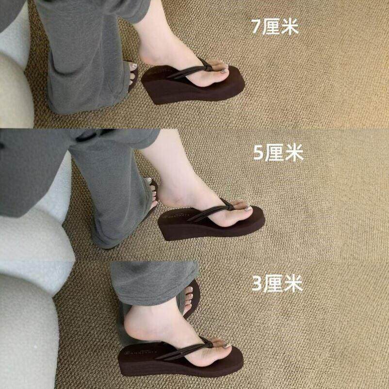 美貌与舒适度共存!!好洋气!超轻EVA坡跟增高不磨脚夹趾人字拖~