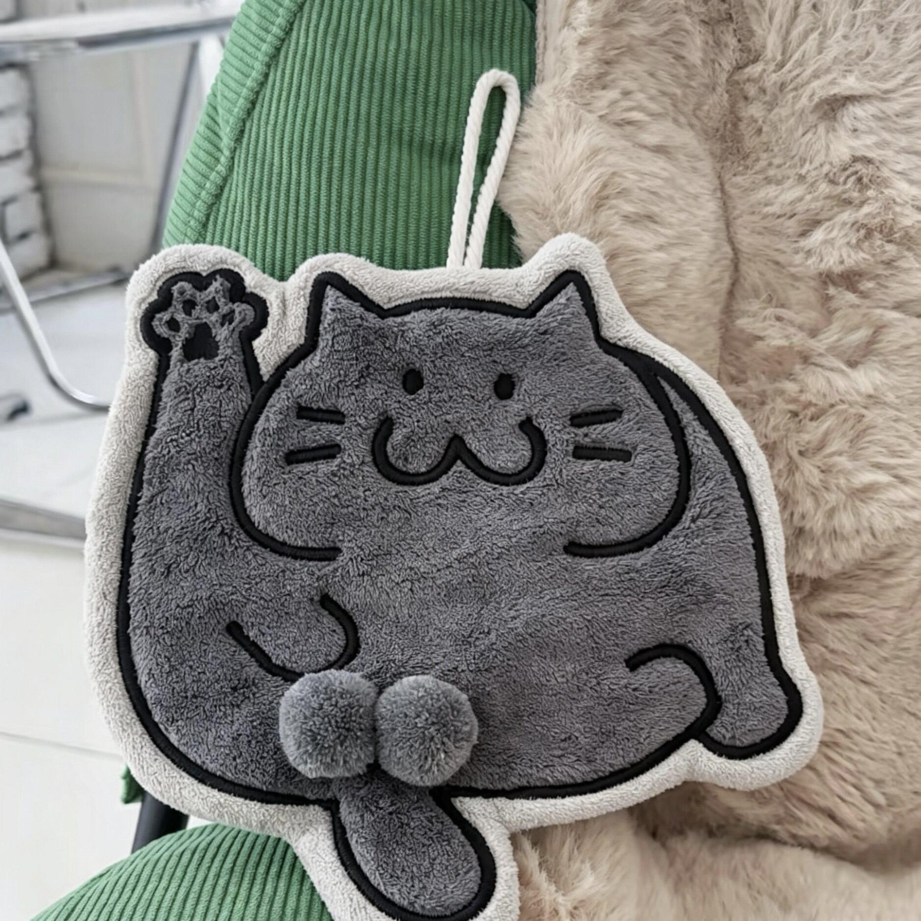 玩蛋小猫擦手巾悬挂式卫生间厨房小猫蓝猫吸水擦手巾高颜值毛巾
