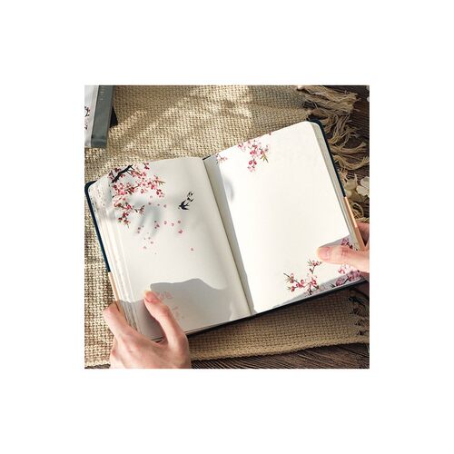 全彩页插画本清新唯美日记本中国风笔记本子鸟语花香本礼品本子。