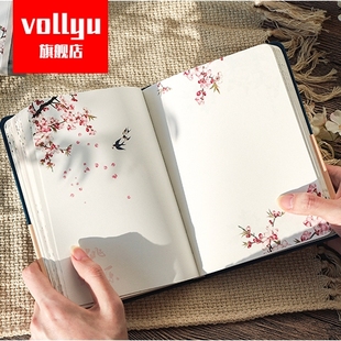 全彩页插画本清新唯美日记本中国风笔记本子鸟语花香本礼品本子