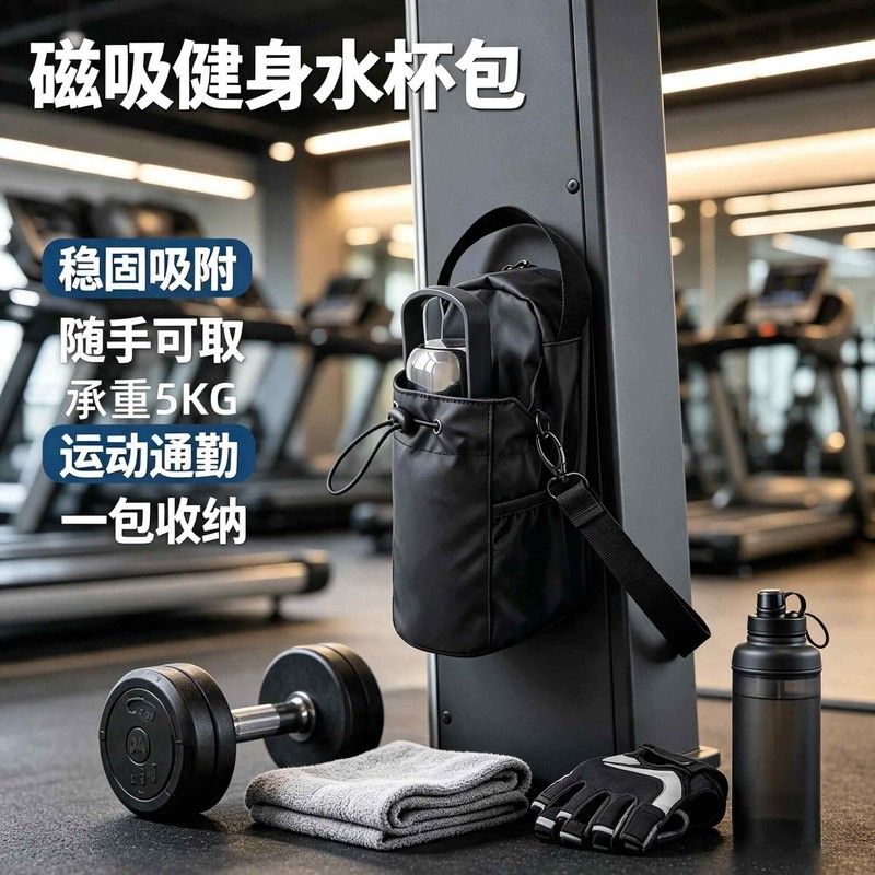 磁吸健身包水杯包水壶袋健身房大容量运动手机收纳包便携斜挎包