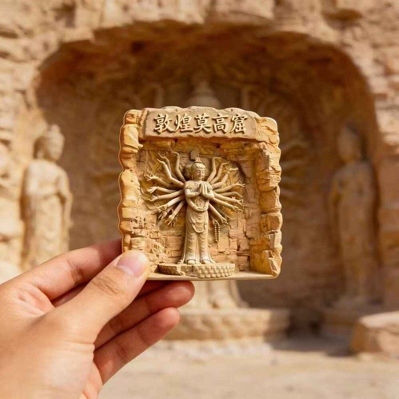 敦煌莫高窟冰箱贴九色鹿九层塔千手观音立体浮雕文旅纪念旅游礼品