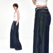 raw 可变原色轻洗水 美式 KVKV 复古宽松直筒阔腿白线牛仔裤