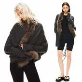 KVKV 复古加厚外套开衫 长毛领针织毛衣 慵懒设计高级感小众不撞款