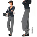 KVKV羊毛肤感深灰色可拆卸袜套束脚翻腰运动瑜伽裤 卫裤