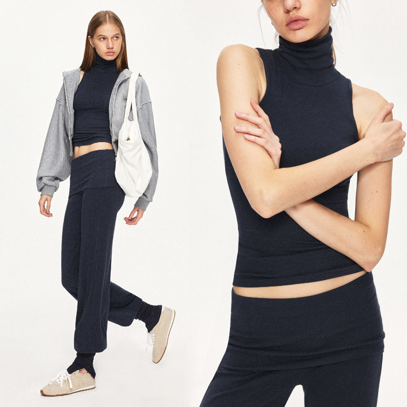 KVKV 羊毛肤感深藏蓝小高领挖肩运动瑜伽背心吊带,女装/女士精品,背心吊带,淘宝优惠券,粉丝福利购,淘宝优惠卷