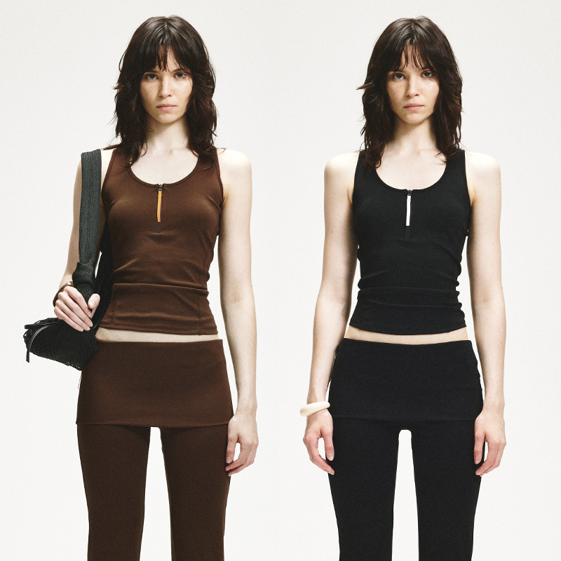 KVKV交叉露背镂空拉链瑜伽运动背心