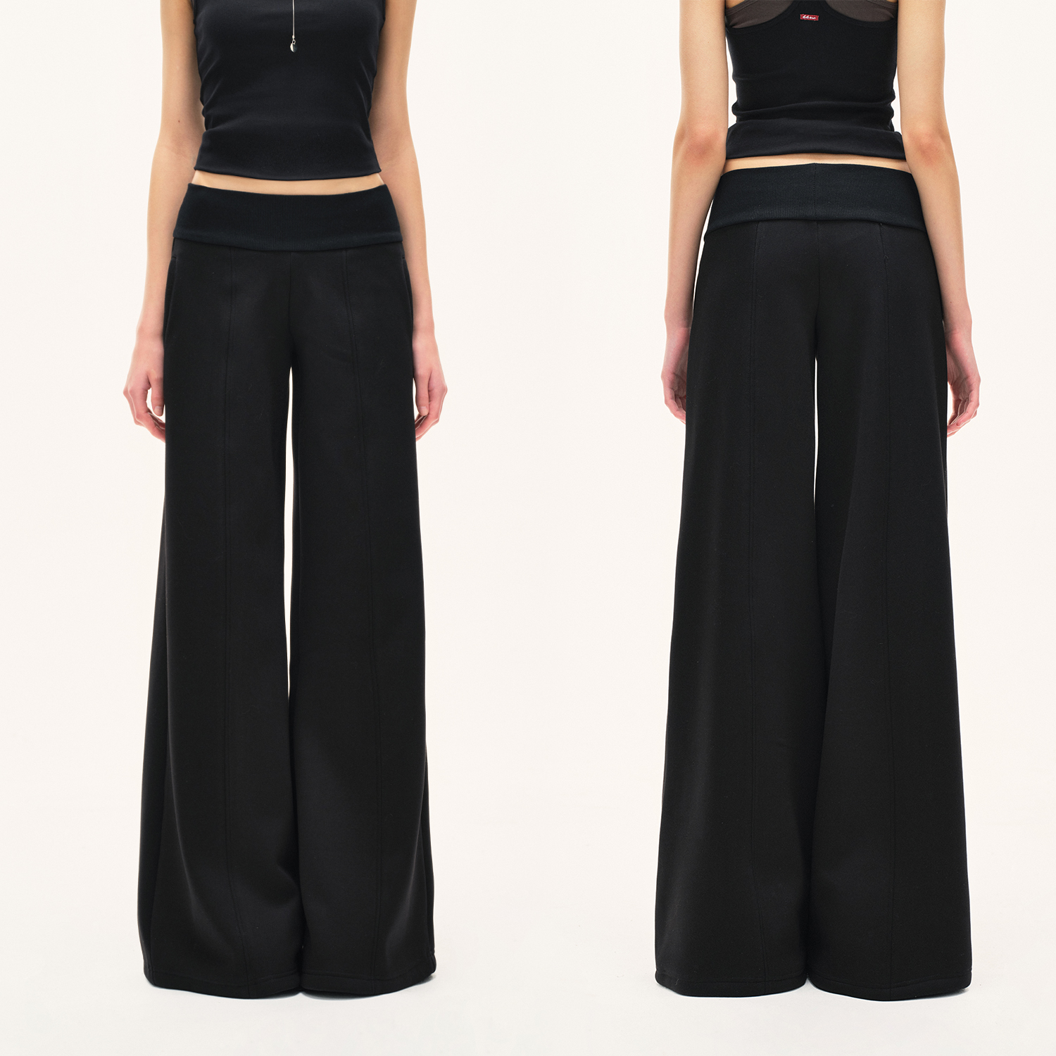 KVKV羊毛混纺高腰阔腿长裤