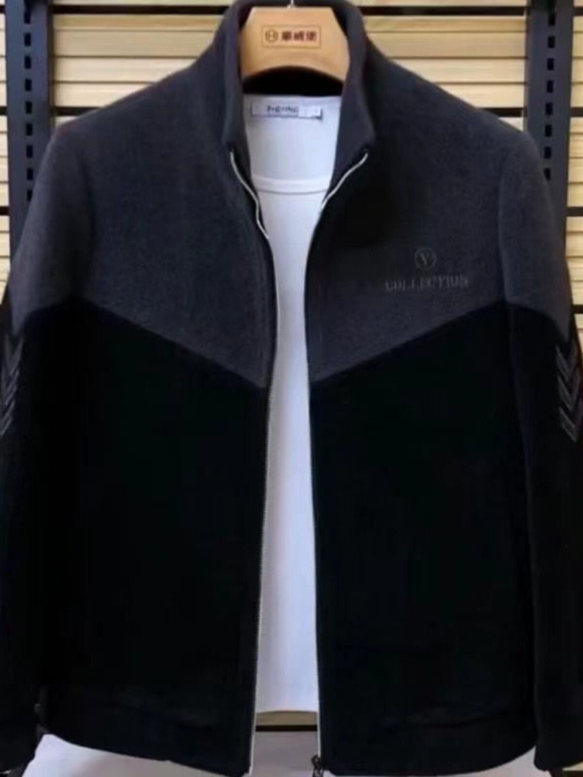 스탠드 칼라와 스플라이스 캐주얼 두꺼워 따뜻한 대형상의 트렌디 한 가을 겨울 남성용 컬러 블록 패셔너블 재킷