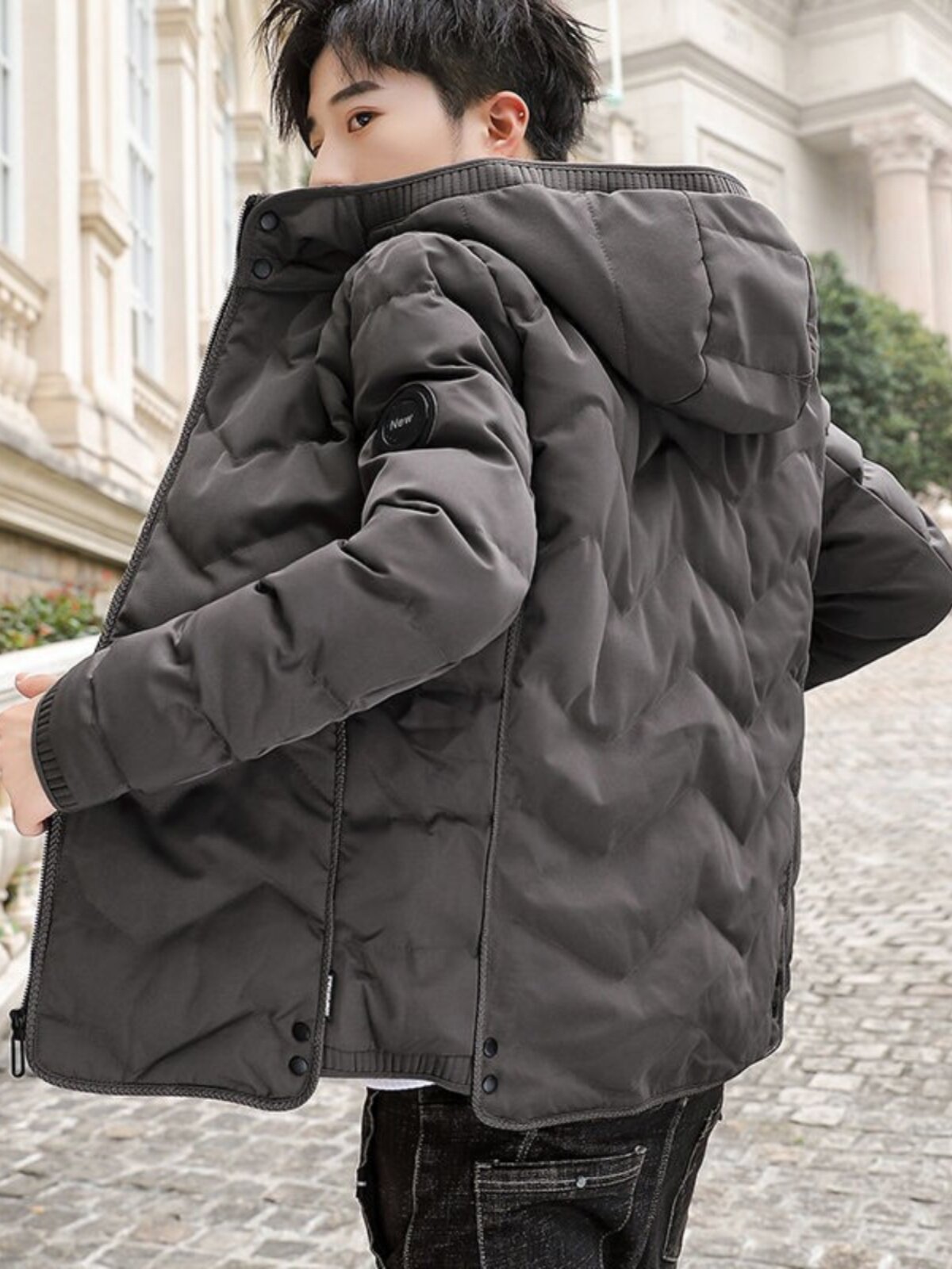 탈부착 후드 달린 남성용 면 코트 뉴 숏 스타일 한국 스타일 트렌디하고 멋스러운 면 코트 겨울 코트 트렌디하고 멋져요