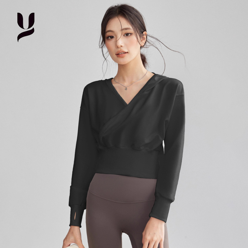 日本品质秋季瑜伽服女长袖收腰显瘦快干普拉提连帽款跑步套装运动