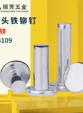 镀锌平头铁铆钉GB109实心铆钉敲击式平帽卯钉按斤卖m2M2.5M3M4-M6