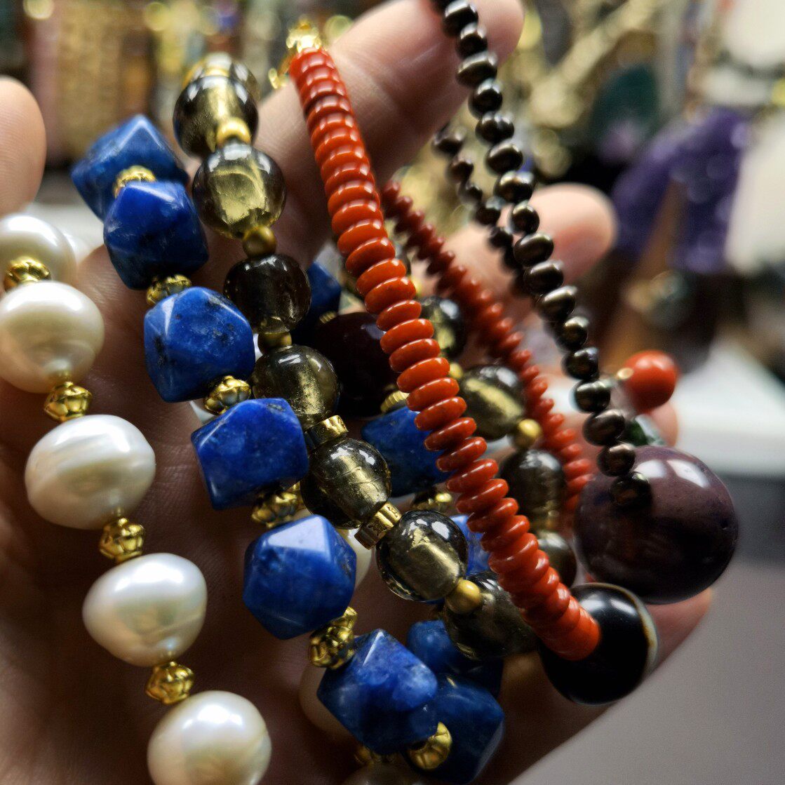 原创手作 天然琉璃 珍珠青金 巴洛克 珊瑚 舒俱来 原石 男女手链