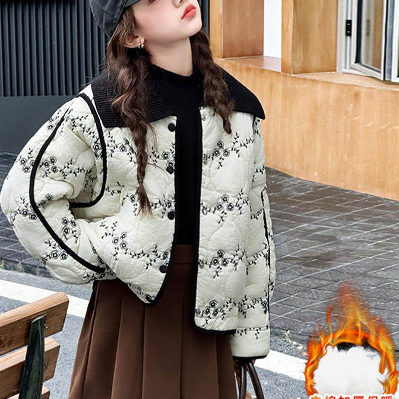 女童棉服2025新款秋冬儿童洋气加绒加厚棉衣中大童女孩冬装棉袄潮