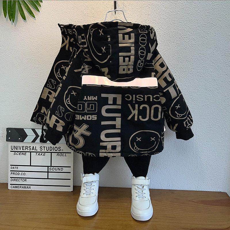 男童加绒外套秋冬装洋气宝宝棉衣加厚儿童装男孩棉服冬季2025新款