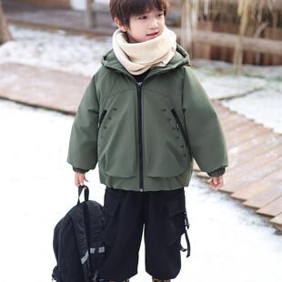 男童加绒外套儿童加厚派克服秋冬季2025新款痞帅防风男宝冬装棉服