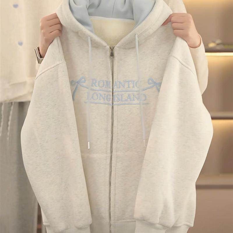 女童加绒连帽卫衣外套今年流行爆款外套秋冬款2025新款儿童冬装潮