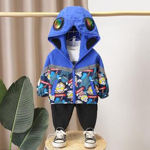 男童外套秋冬季2023新款儿童冬装加绒奥特曼衣服宝宝加厚棉衣棉服