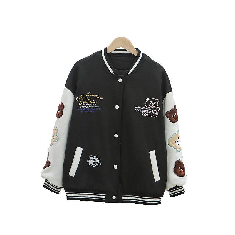 女童外套秋装2023新款韩版儿童洋气休闲上衣大童小熊棒球服秋冬潮