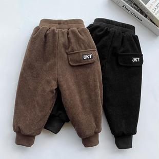 男童加绒加厚裤子冬季超厚夹棉一条过冬宝宝外穿儿童灯芯绒棉裤潮