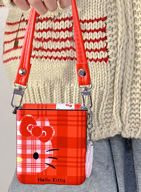 适用华为pocket2手机壳可爱红色新年p50pocket s全包中轴防摔保护套小米mixflip卡通女三星zflip6/5挂绳新款