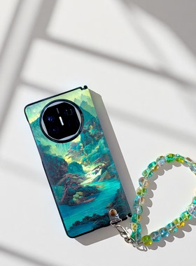 适用华为matex7手机壳磁吸支架x5全包中轴x6防摔荣耀Magicv5国风OPPOFindN5高级皮质vivoxfold5挂绳zfold7女