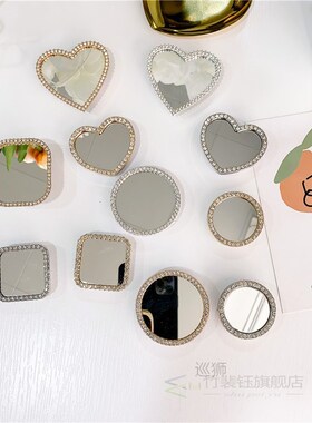 Diamond-studded Love Mirror Mobile Phone Car Holder Paste Te