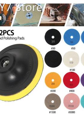 12pcs 4Inch Diamond Polishing Pad Kit 100mm Dry/Wet Polishin