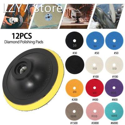 12pcs 4Inch Diamond Polishing Pad Kit 100mm Dry/Wet Polishin