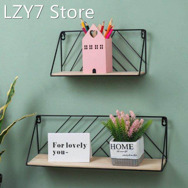 nordic wanddecoratie opslag plank wall mounted wood iron she